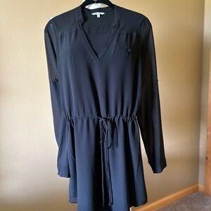 Black Long Sleeve Dress with sewn slip